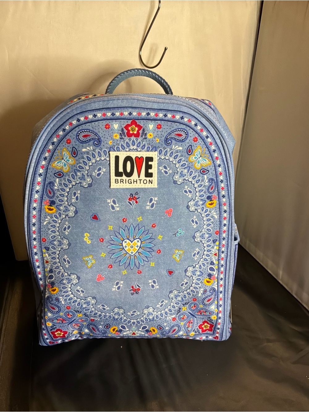 Brighton Denim Blue Embroidered Floral Backpack